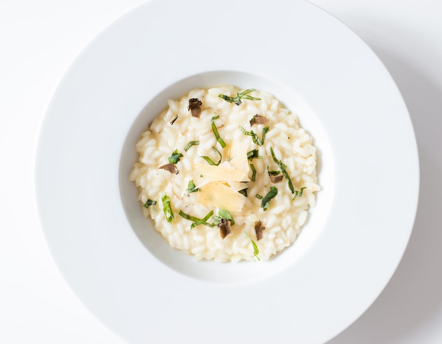 Creamy garden pea and mint risotto