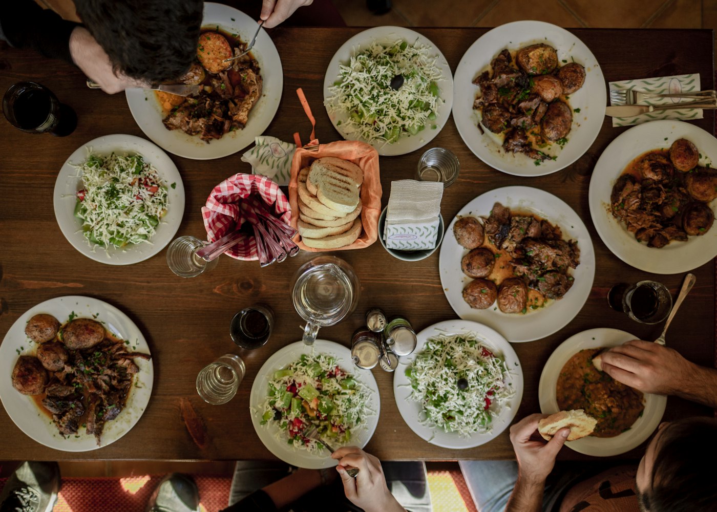 A shared table of seasonal British dishes